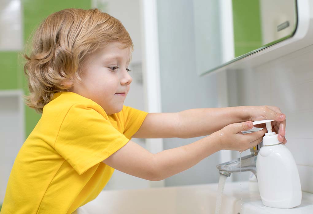 A boy washing hands during Coronavirus