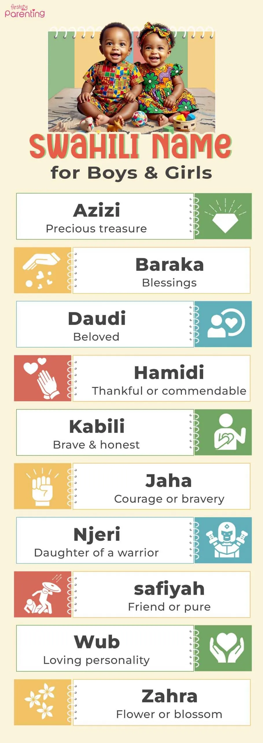 Infographic - Swahili Boy & Girl Names with Meanings