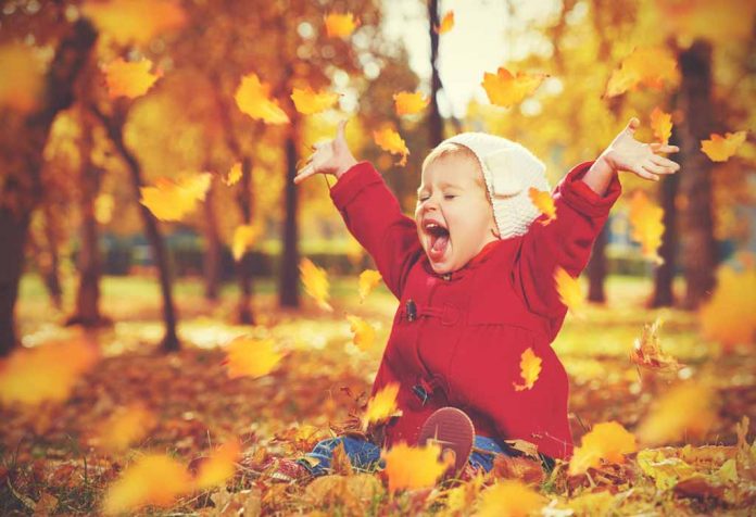 toddler enjoying autumn