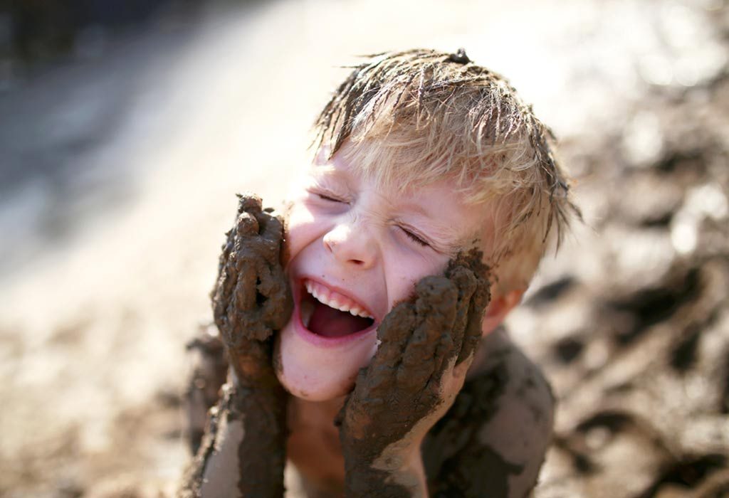 playing in mud