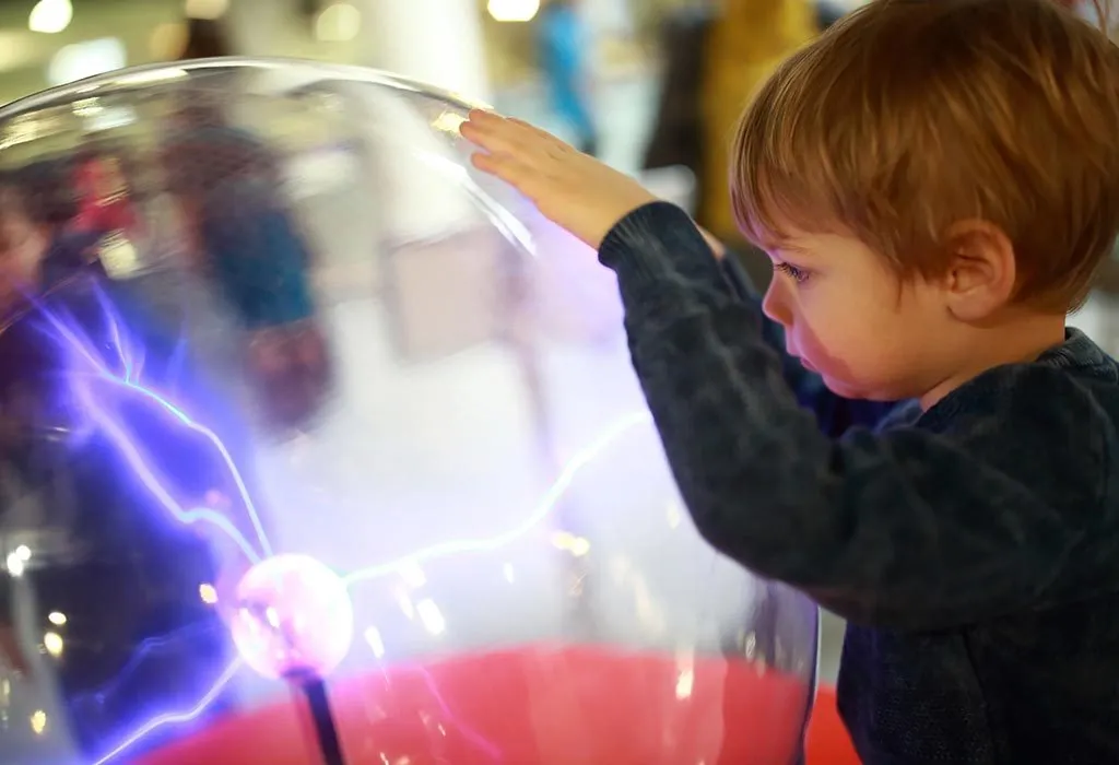 toddler in a child museum