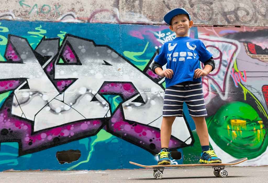 low angle kid on a skateboard