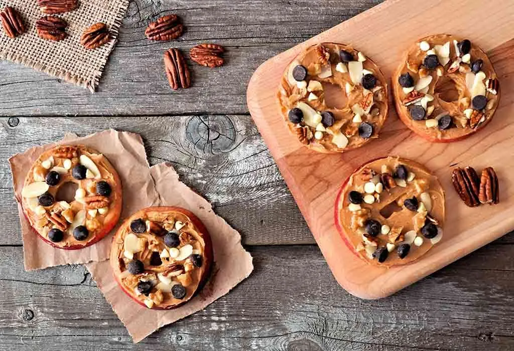 Apple and peanut butter stackers