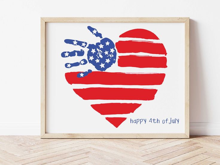 American Heart-Shaped Flag Hand-Print American Heart-Shaped Flag Hand-Print