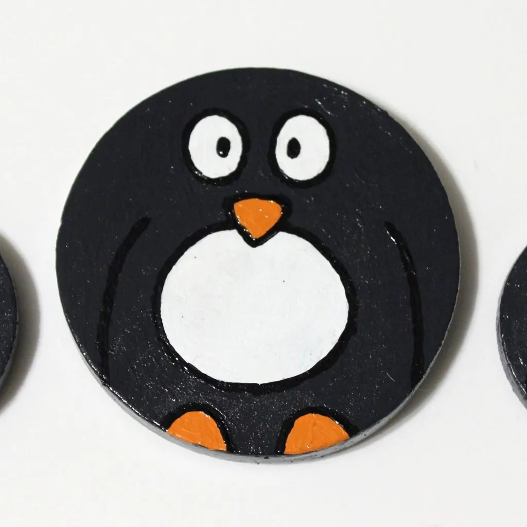 hand painted penguin magnet