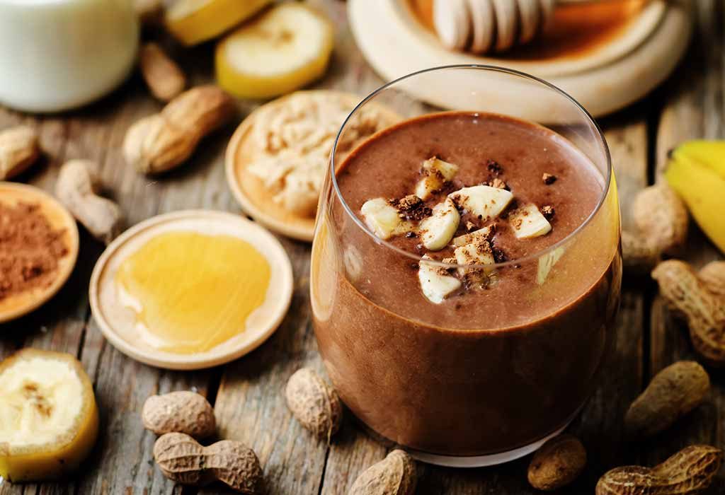Dark Chocolate, Peanut Butter, and Banana Lactation Smoothie