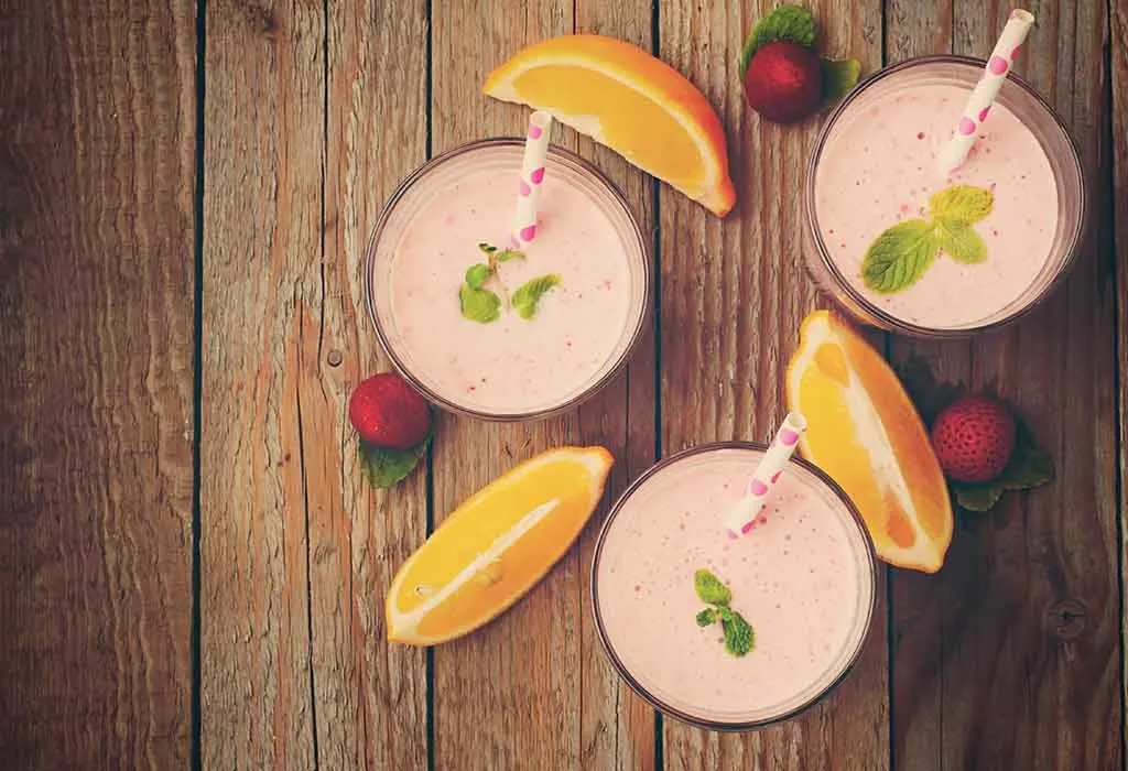 Strawberry, Basil Leaves, and Orange Lactation Smoothie