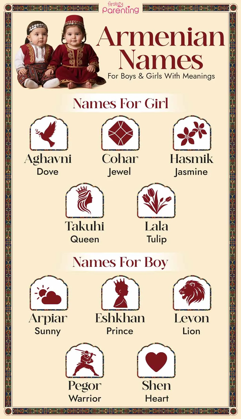 Infographic - Armenian Names For Boys and Girls With Meanings Infographic - Armenian Names For Boys and Girls With Meanings