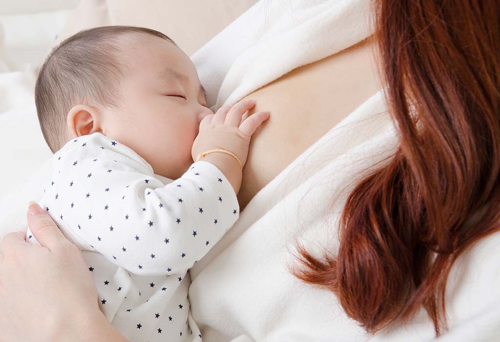 A baby breasfeeding