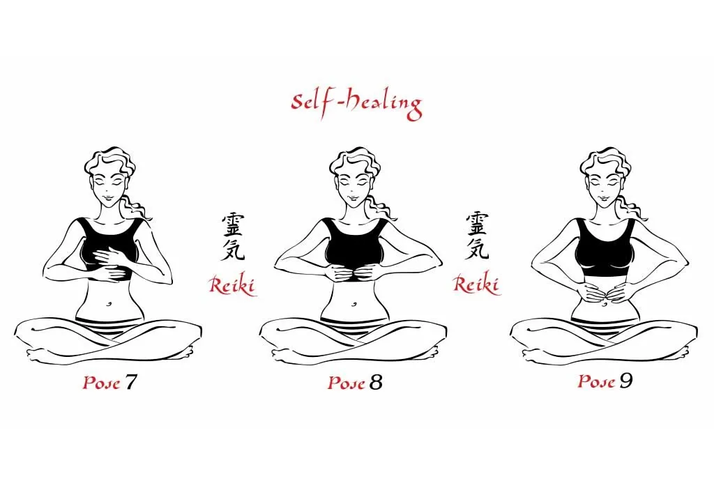 reiki poses from heart to navel
