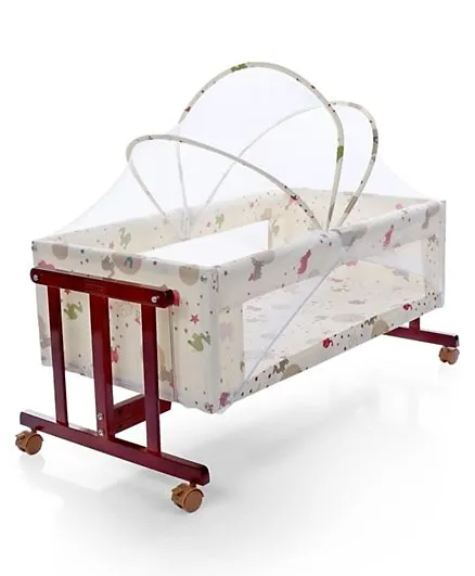 Babyhug Sleep-in Cradle With Mosquito Net & Swinging Function