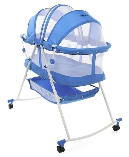 Babyhug Lullaby Bassinet With Zippered Mosquito Net & Storage Basket