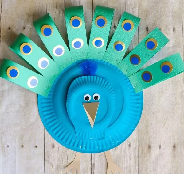 Paper plate peacock