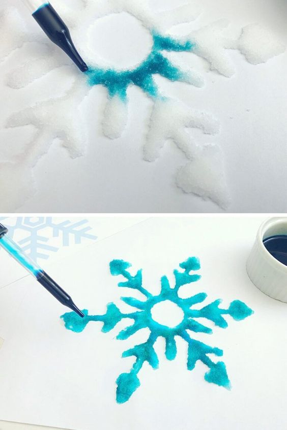 Kid Friendly Salt Painting Snowflakes - Stepwise Guide