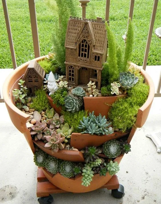 Broken Pot Fairy Garden
