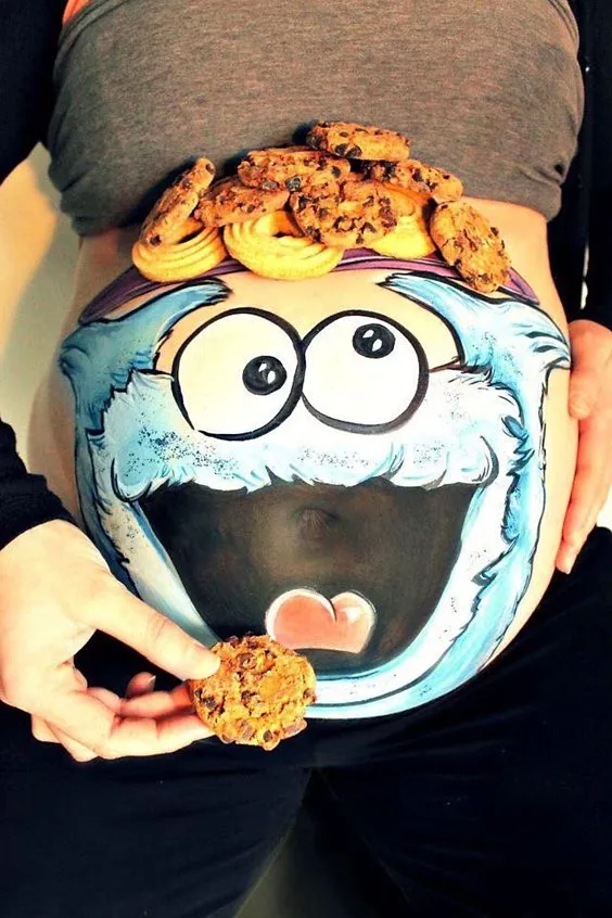 Cookie Monster Painted Belly
