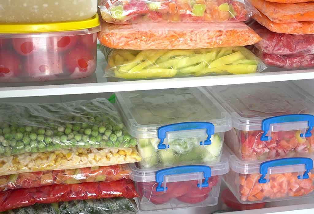 frozen food in refrigerator