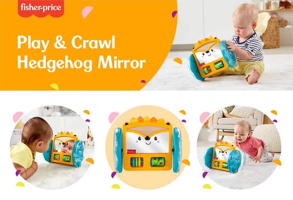 Multicolor Fisher-Price Play & Crawl Hedgehog Mirror Tummy Time & Crawling Toy 