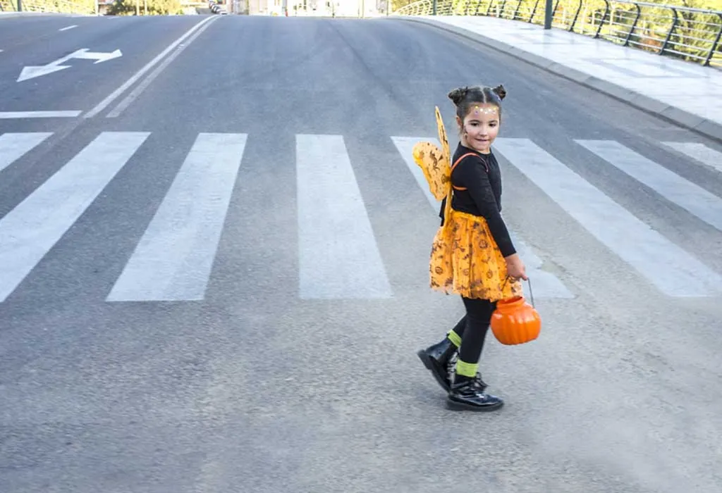 Girl Safely Walking On Road
