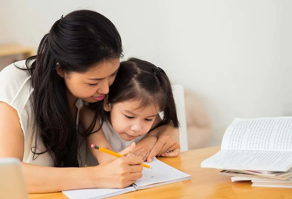 Mom teaching child