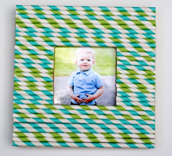 Straw Frame with Stripes