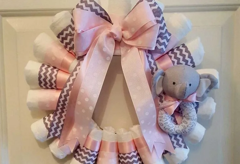 Diaper Wreath Decoration for a Baby Shower