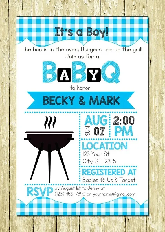BBQ Themed Boy Baby Shower Invitation