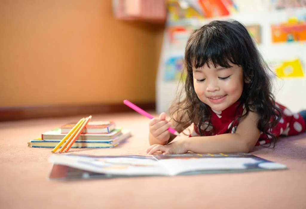 child using a workbook