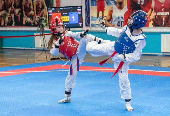 kids' taekwondo fight