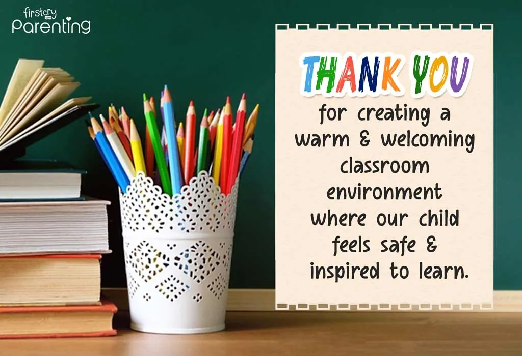 Thank You Message For Teachers from Parents