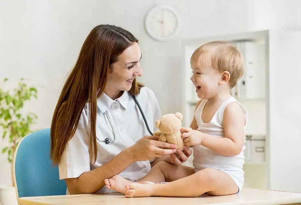 18 months old child at the doctor's clinic