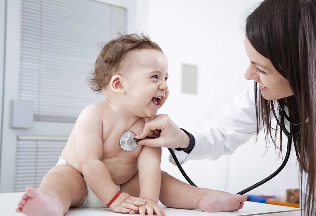 15 month baby at doctor's clinic