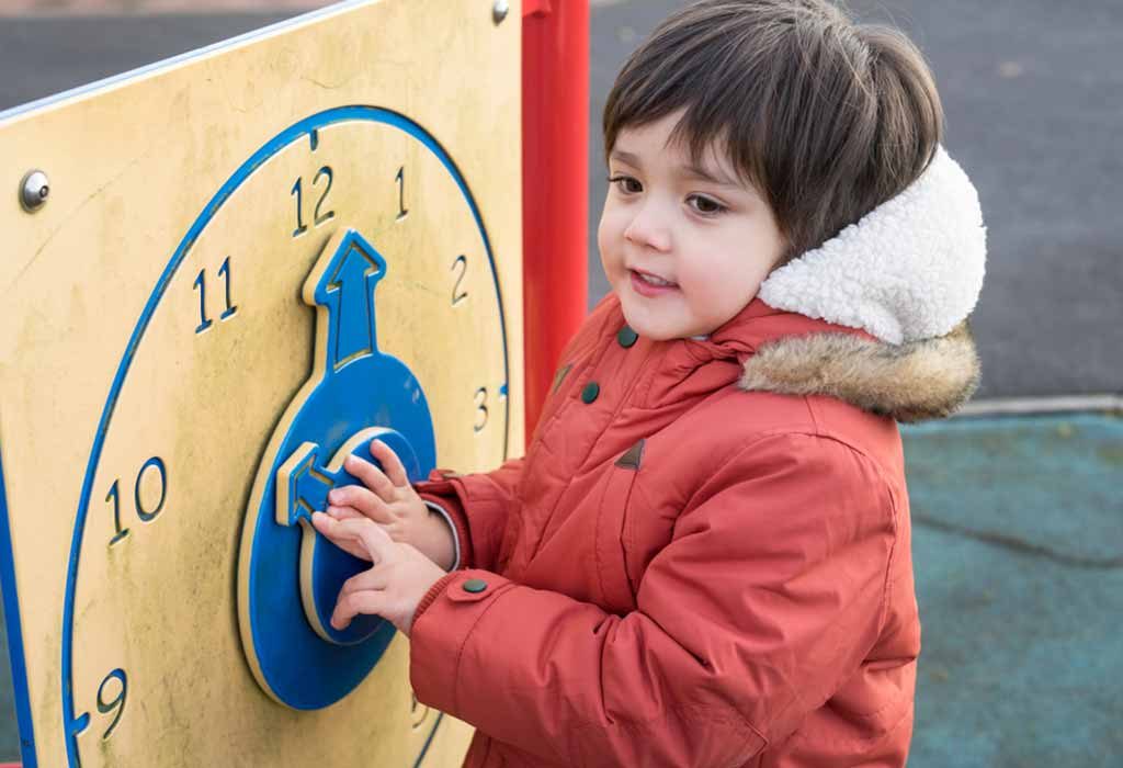 Child learning to tell the time