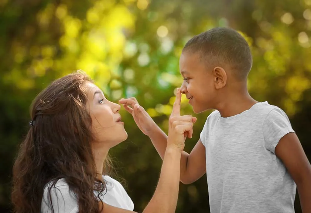 A woman with a little boy