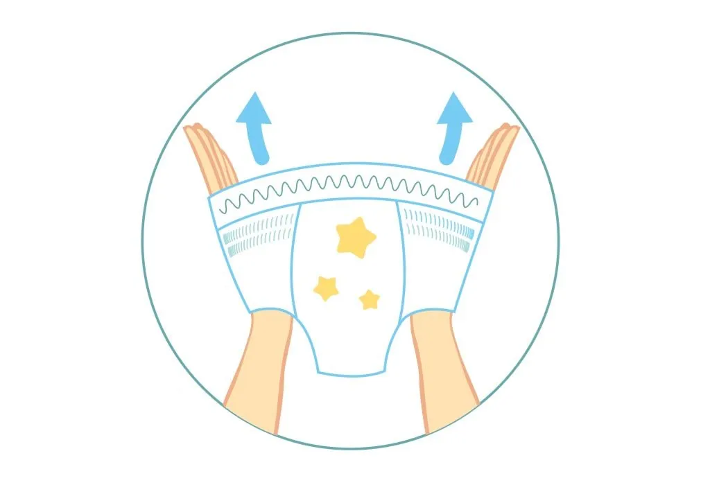 diaper with a stretchable waistband