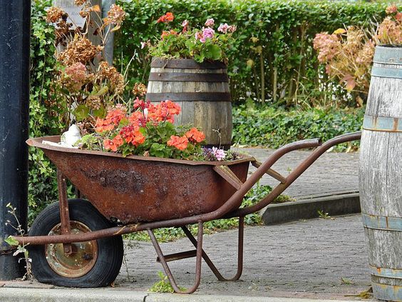 Planted Wheelbarrow in Cottage Style