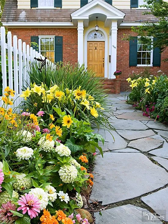 All Seasons Flowerbed with Evergreen and Annuals 