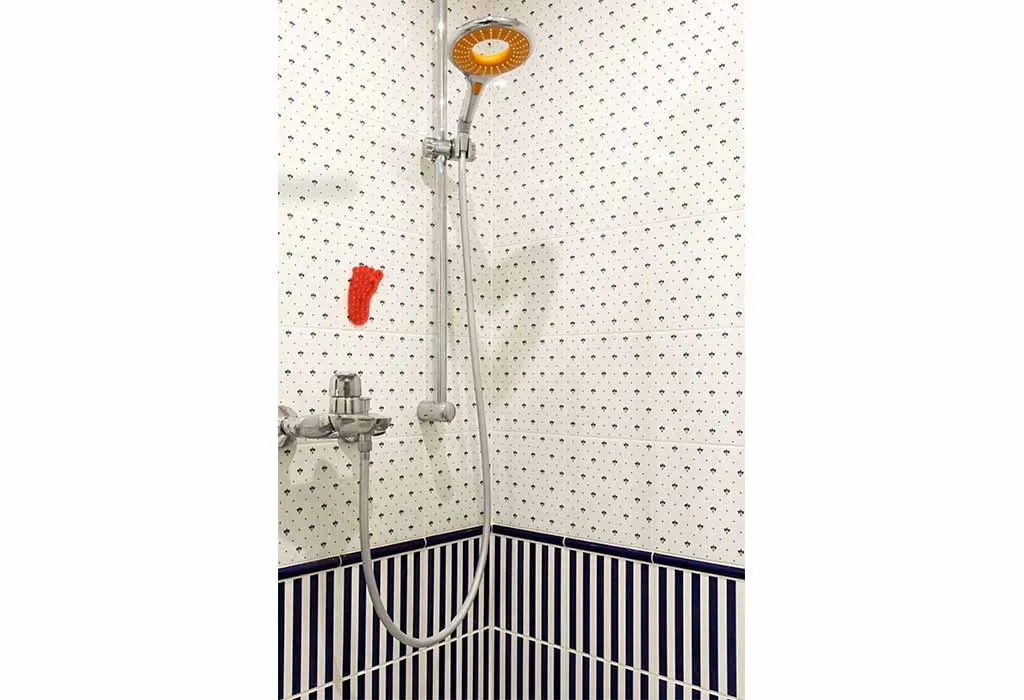 Go halfsies on shower tiles