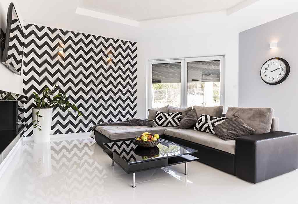 BLACKnWHITE PATTERNED STATEMENT WALL DESIGN