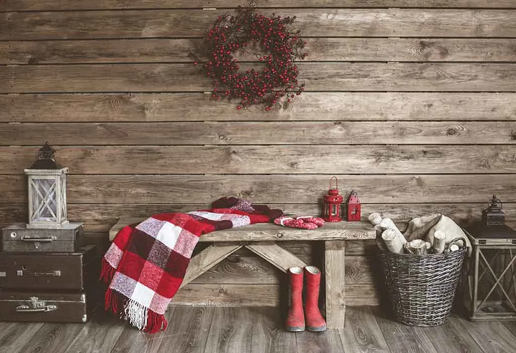 Country farmhouse galvanized metal pot cover with red & white gingham ribbon