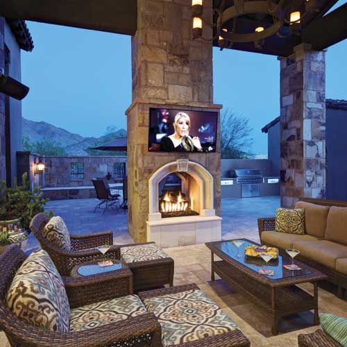 Two-Sided Fireplace Outdoors