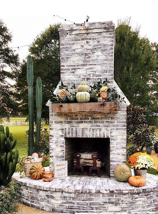 Top 25 Outdoor Fireplace Ideas That, White Painted Brick Outdoor Fireplace