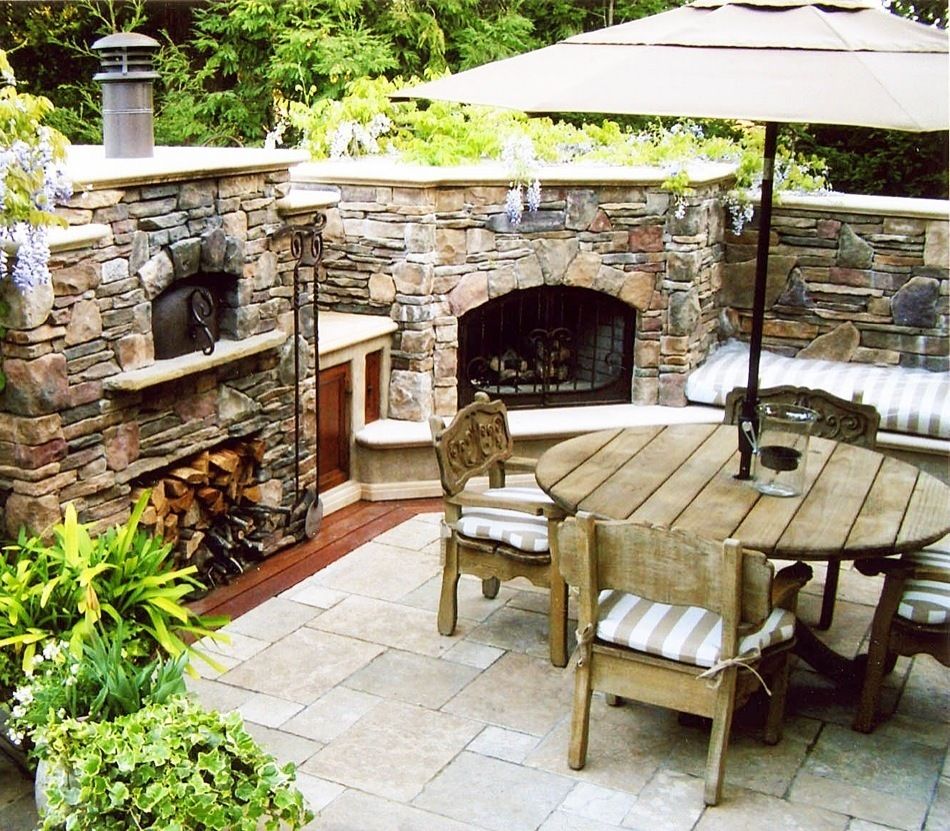 Outdoor Fireplace With a Setting to Cook