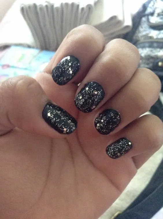 black sparkly nails