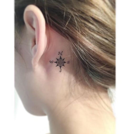 Minimalist Anchor Behind Ear Tattoo Idea