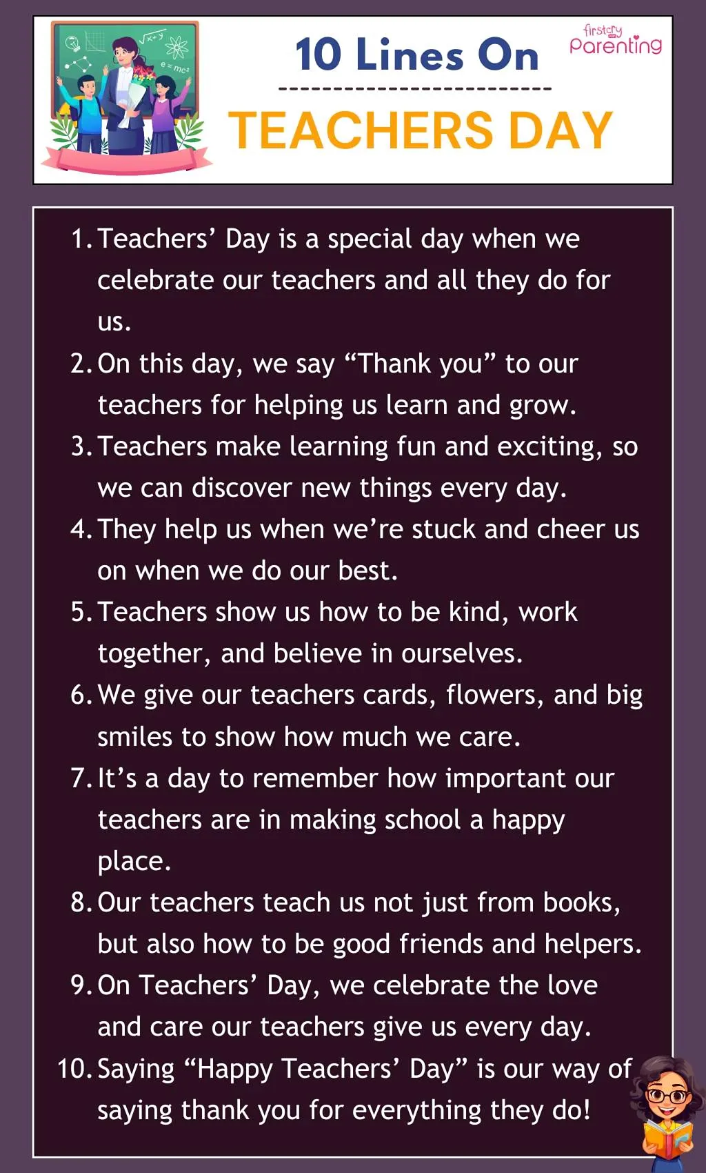 10 Lines On Teachers Day - Infographics