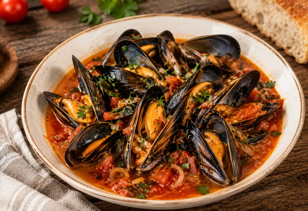 Steamed Mussels in Tomato Broth&nbsp;