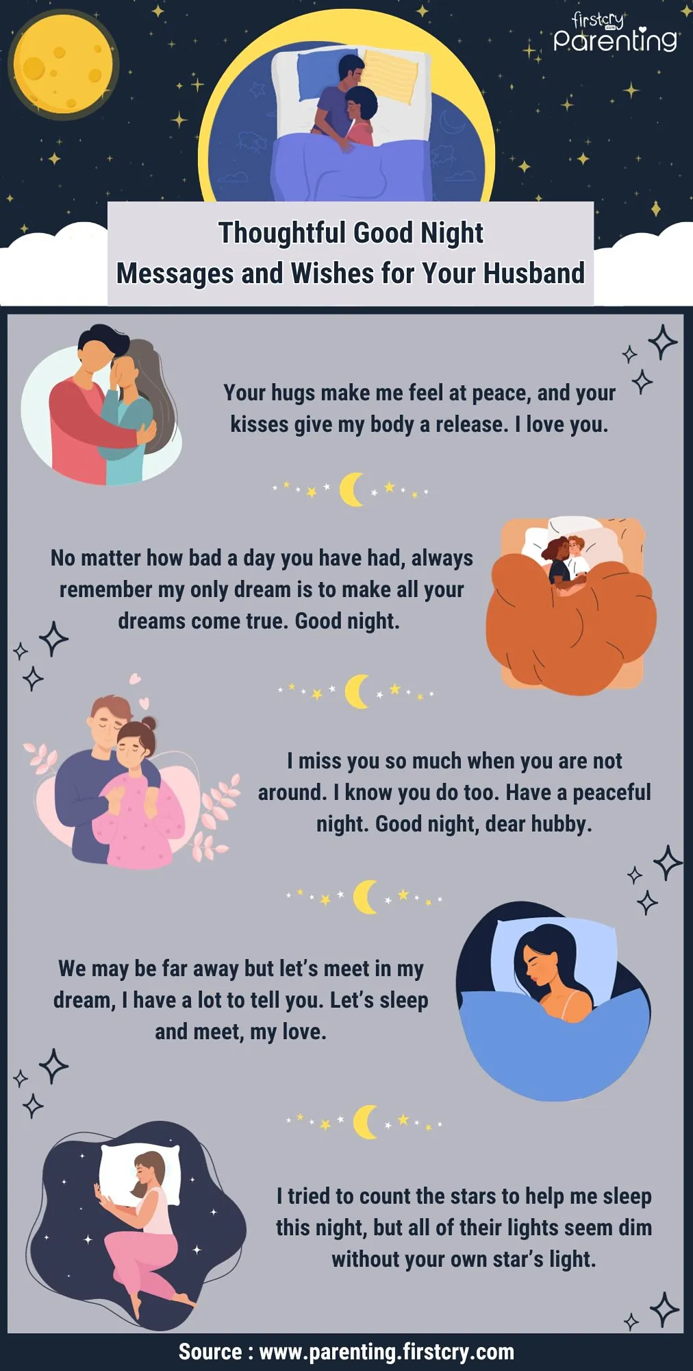 Thoughtful Good Night Messages and Wishes for Your Husband - Infographic