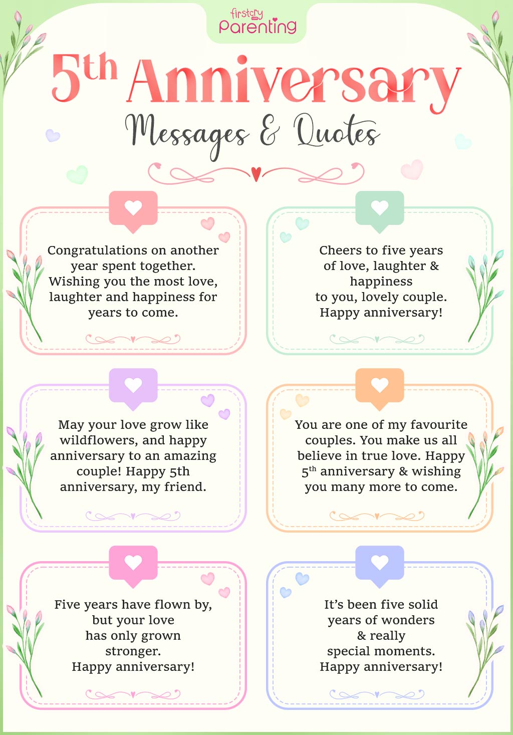 Infographic - 5th Anniversary Wishes & Messages for Couples Infographic - 5th Anniversary Wishes & Messages for Couples
