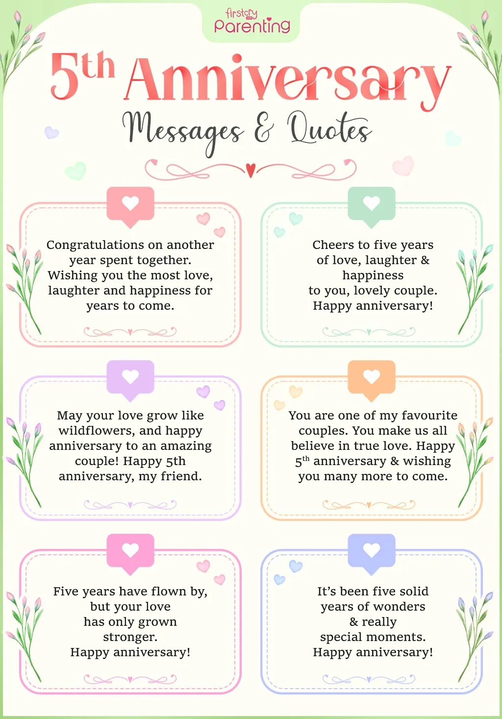Infographic - 5th Anniversary Wishes & Messages for Couples Infographic - 5th Anniversary Wishes & Messages for Couples